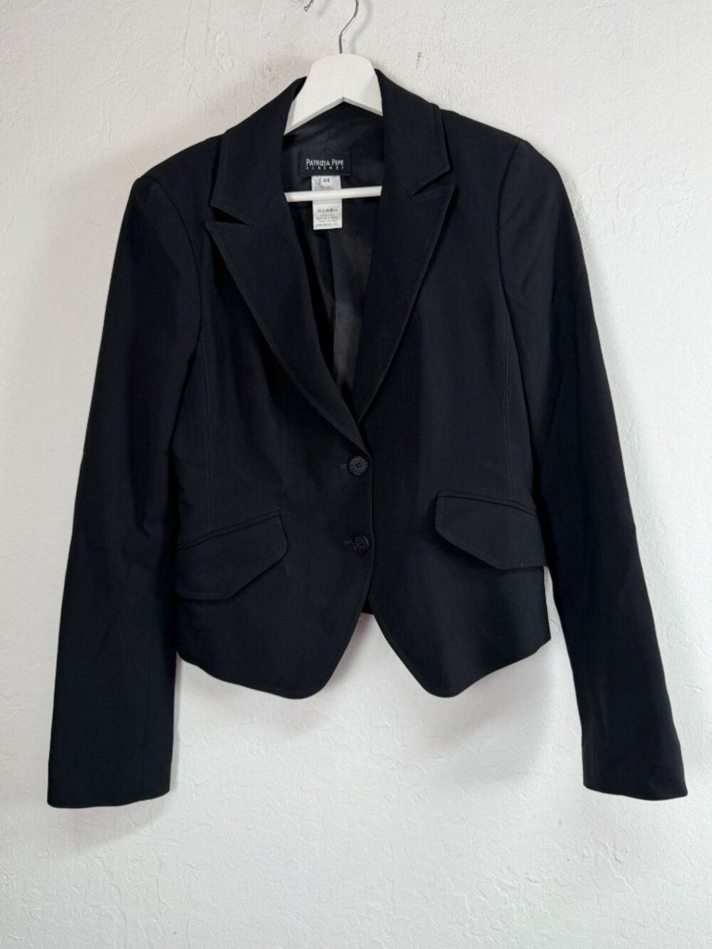 Patrizia Pepe Firenze Women Black Cropped Blazer Jacket Size 44 Italy Made Lined
